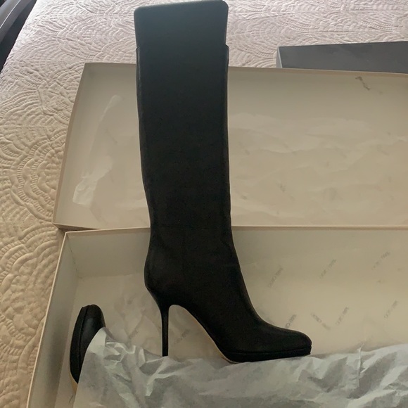 Jimmy Choo Black Leather Knee High Boots - Picture 4 of 6